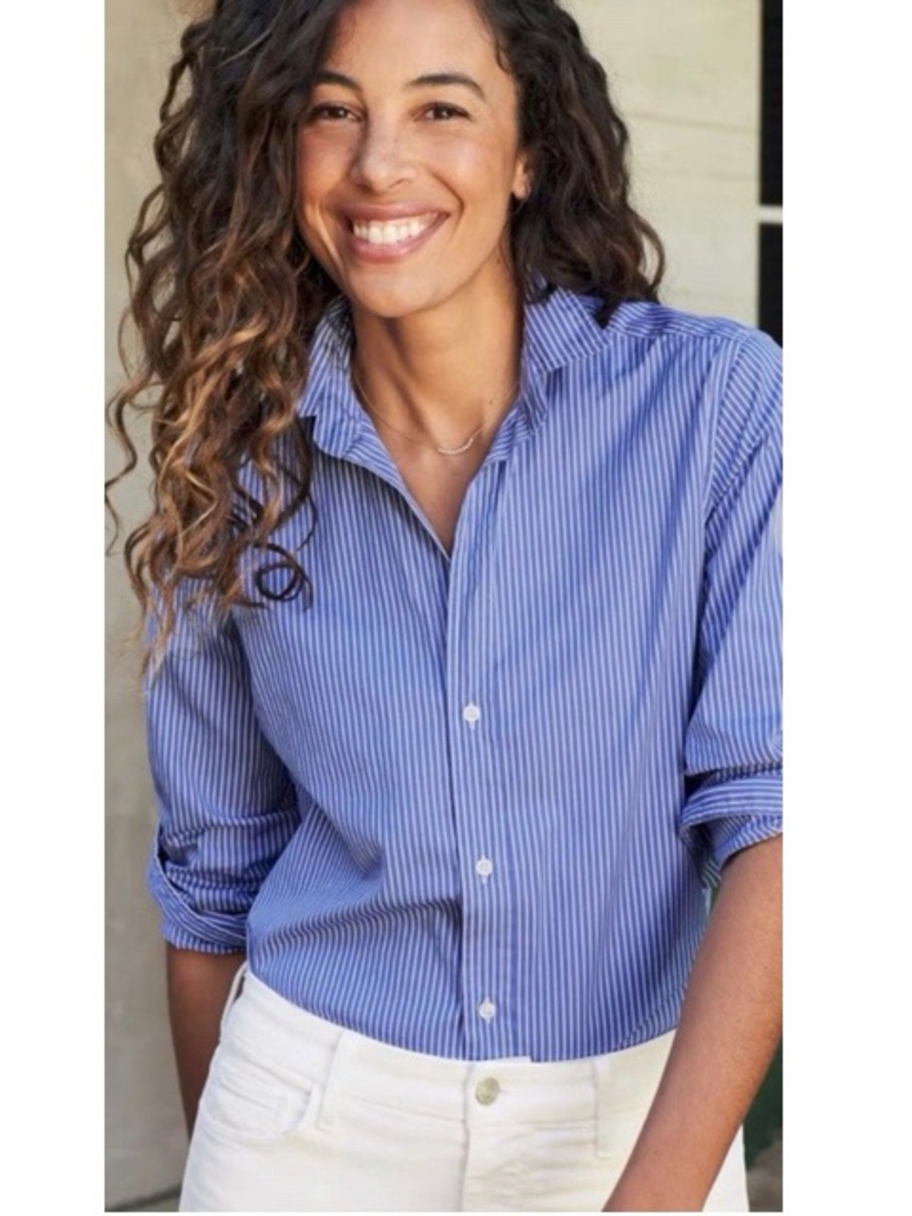 Frank & Eileen “Frank” Oxford Shirt Blue & White Stripe | Small